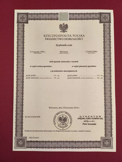 High school certificate (Matura)